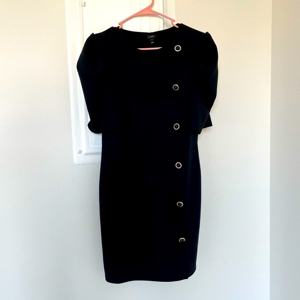 Classy black dress with buttons and elbow length sleeves